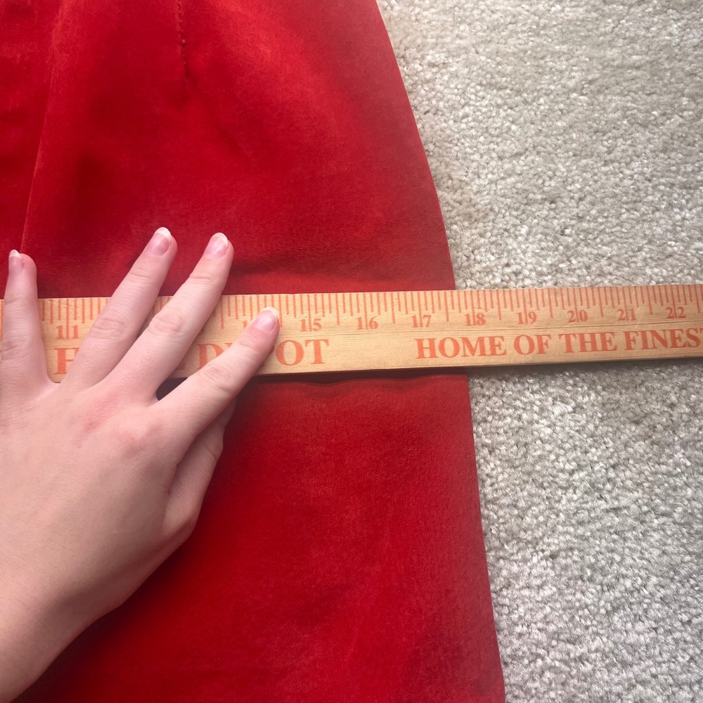 Limited Red Suede Leather Pencil Skirt Vintage High Waisted Size 6 Knee Length - Picture 8 of 8